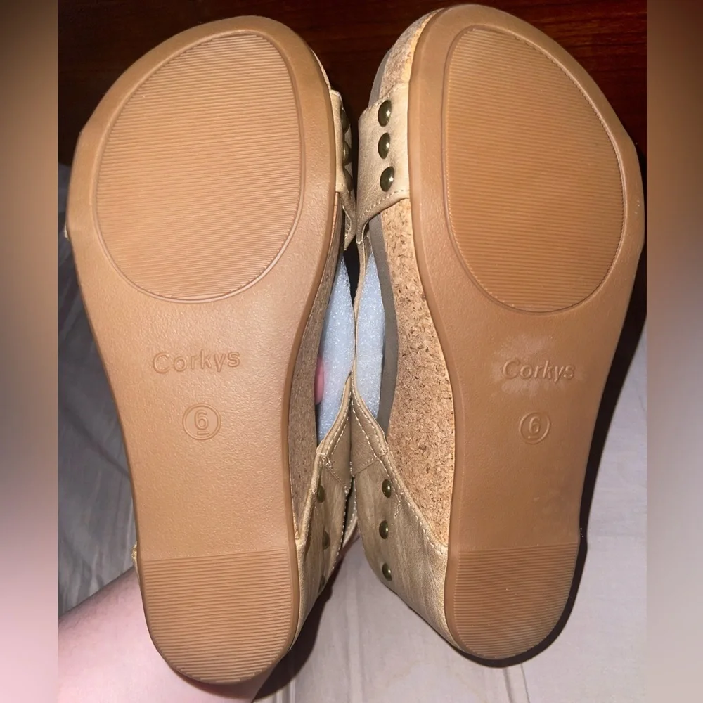 Corkys Carley Taupe Smooth Wedges - Picture 4 of 4
